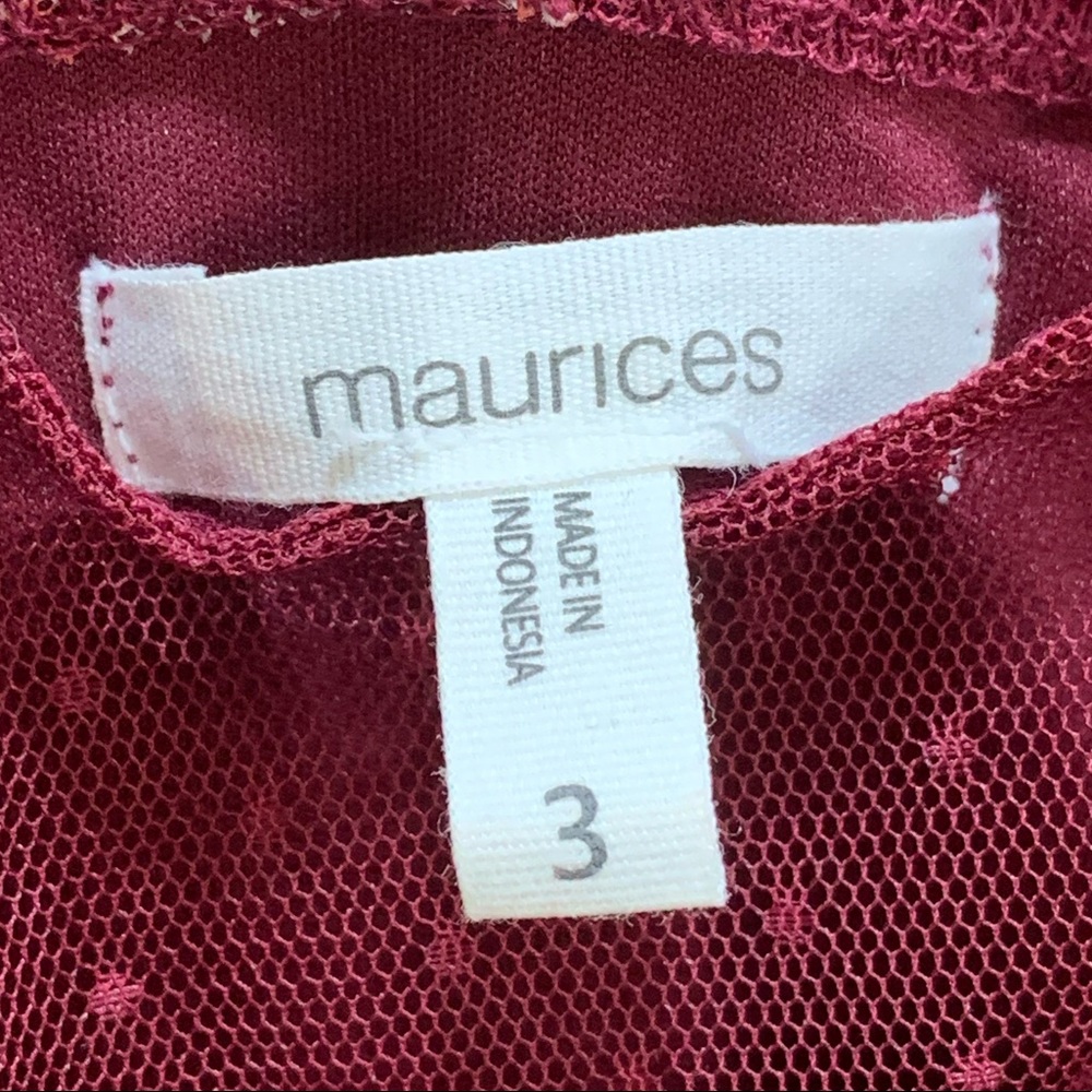 Maurices | Maroon Tulle Floral Sleeveless Top | 3 - Picture 6 of 7